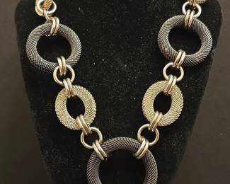 Mixed Metal Mesh Link Necklace