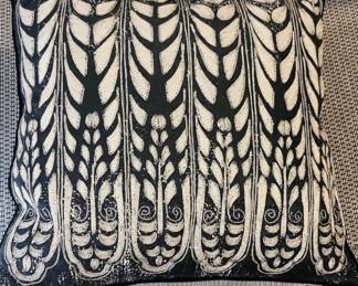Art Deco Feather Damask Print Throw Pillow