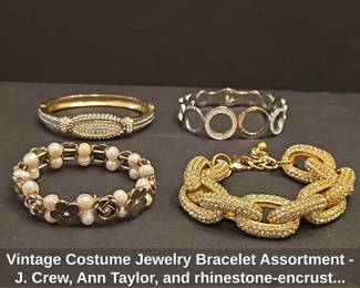 Vintage Costume Jewelry Bracelet Assortment  J. Crew, Ann Taylor, and rhinestoneencrusted chain