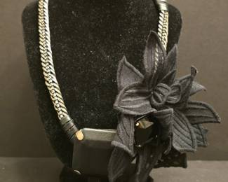Elie Tahari Statement Necklace with Fabric Flower