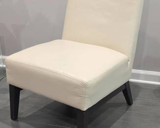 Lowe Ivory Leather Lounge Chair with Ebony Wood Legs
