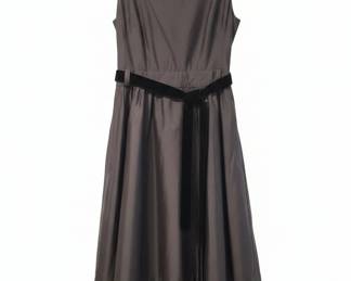 Banana Republic Chocolate Brown Party Dress with Black Velvet Ribbon Belt and Black Petticoat