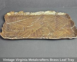 Vintage Virginia Metalcrafters Brass Leaf Tray
