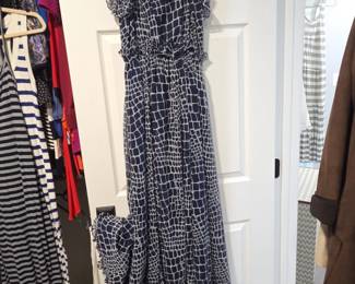 White House Black Market Animal Print Strapless Smocked Dress