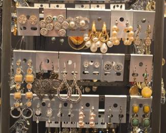 Assorted Fashion Earring Collection on Rotating Display Stand