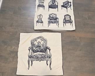 Set of Vintage Chair Print Throw Pillow Covers