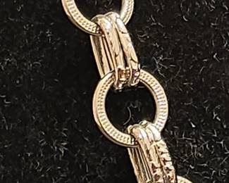 SilverTone Chunky Link Necklace with Black Crystal Teardrop Pendants second image