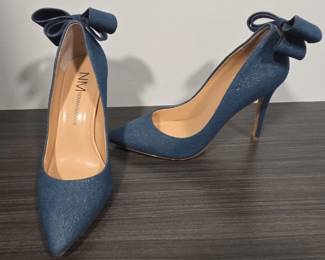 Neiman Marcus Blue Denim Bow Stiletto Pumps