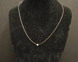 Rose Gold Plated Sterling Silver Solitaire Pendant Necklace with Cubic Zirconia