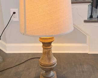 Distressed Baluster Style Table Lamp with USB Ports