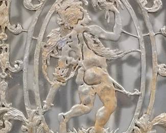 Pair of Ornate Architectural BronzeClad Doors with Putti Reliefs 6.6 tall around 300lb each