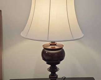 Vintage Turned Wood Urn Table Lamp Set of  second image