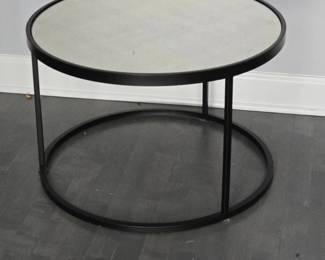 Modern Round Nesting Coffee Table Set with Stone Top and Black Metal Frame