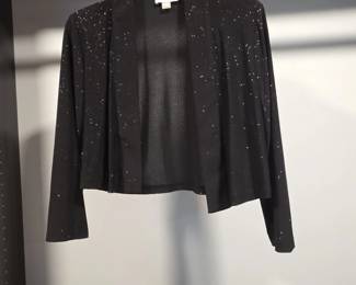 Calvin Klein Womens Black Sequin OpenFront Cardigan