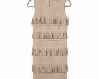 Calvin Klein Faux Suede Tiered Fringe Sheath Dress