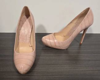 Zara Woman Blush Pink CrocEmbossed Stiletto Pumps