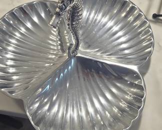 Evergreen Earthware Seahorse Divided Serving Dish  