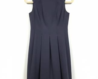 Theory Navy Sleeveless Pleated Dress