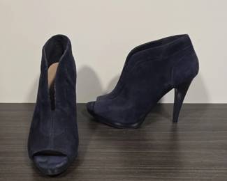 Nine West Navy Blue Suede Peep Toe Booties