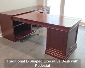 Traditional LShaped Executive Desk with Pedestal