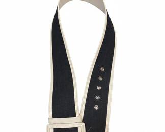 Theory Denim and Leather Wide Waist Belt