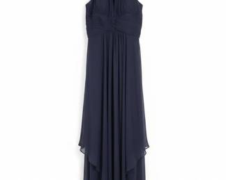 Eliza J New York Navy Blue Beaded Halter Gown
