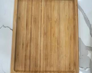 Rectangular Bamboo Cutting Board with Cutout Handles and Juice Groove  