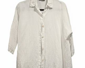 Miss Pepper Lisboa White Linen ButtonDown Shirt