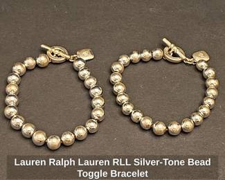 Lauren Ralph Lauren RLL SilverTone Bead Toggle Bracelet