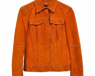 Elie Tahari Orange Suede Whipstitch Jacket