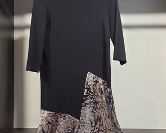 Zara Asymmetric Hem Abstract Print Dress