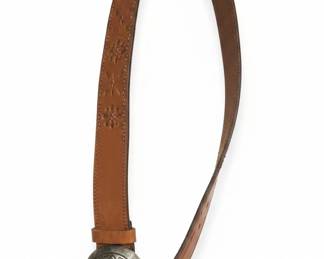 Vintage Western Floral Concho Leather Belt