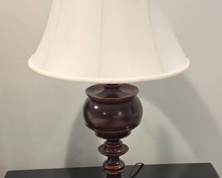 Vintage Turned Wood Urn Table Lamp Set of 