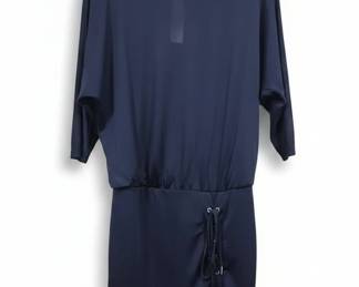 white house black maeket Navy Blue Dolman Sleeve Dress with Ruched SideTie Detail