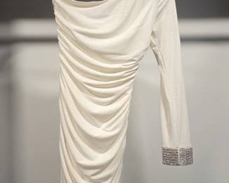 City Studio OneShoulder Glitter Ruched Dress with Rhinestone Cuff