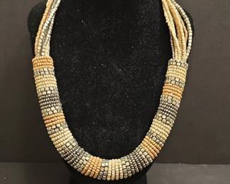 MultiStrand Beaded Necklace with Metallic Accents
