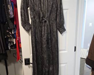 Zara Black  Silver Paisley Print Wrap Maxi Dress