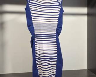Karen Millen Striped Knit Bodycon Dress with Stud Detail