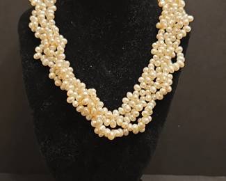 MultiStrand Freshwater Pearl Necklace with Sterling Silver Box Clasp
