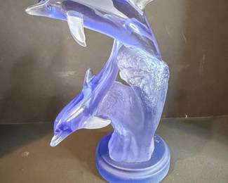 Donjo Limited Edition Blue Glass Dolphin Sculpture