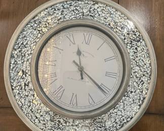 Crushed Diamond Mirrored Wall Clock