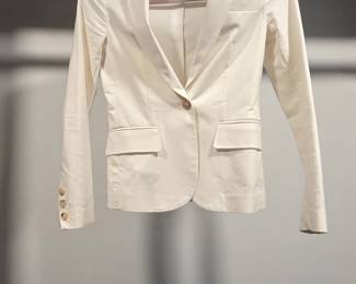 Theory Womens White CottonElastane SingleButton Blazer