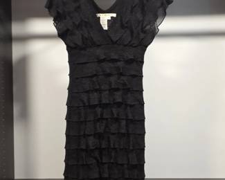 Max Studio Black Tiered Ruffle VNeck Dress