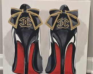 Chanel and Louboutin Inspired Fashion Illustration Canvas Wall Art