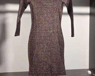 Multicolor Shimmer ColdShoulder Knit Mini Dress
