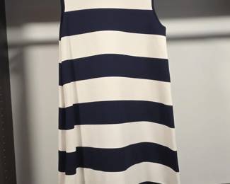 Zara Knit Navy and White Striped Sleeveless Dress