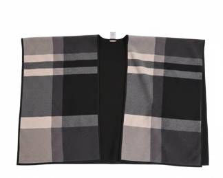 Ike Behar Plaid Fleece Poncho Wrap Shawl