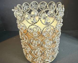 Decorative Crystal and Wire Mesh Candle Holder