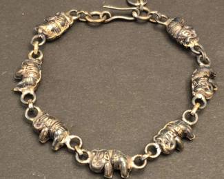 Sterling Silver Elephant Link Bracelet