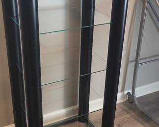 Black Metal and Glass Audio or Media Tower